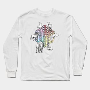 Flower of Life White Totem Animals Long Sleeve T-Shirt